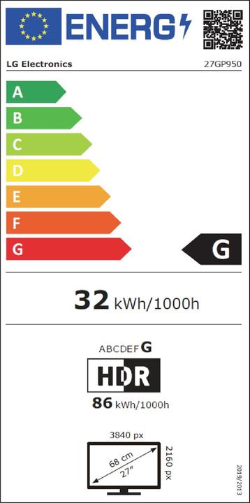 Energie-Label LG 27GP950-B (3840 x 2160 Pixel, 27")