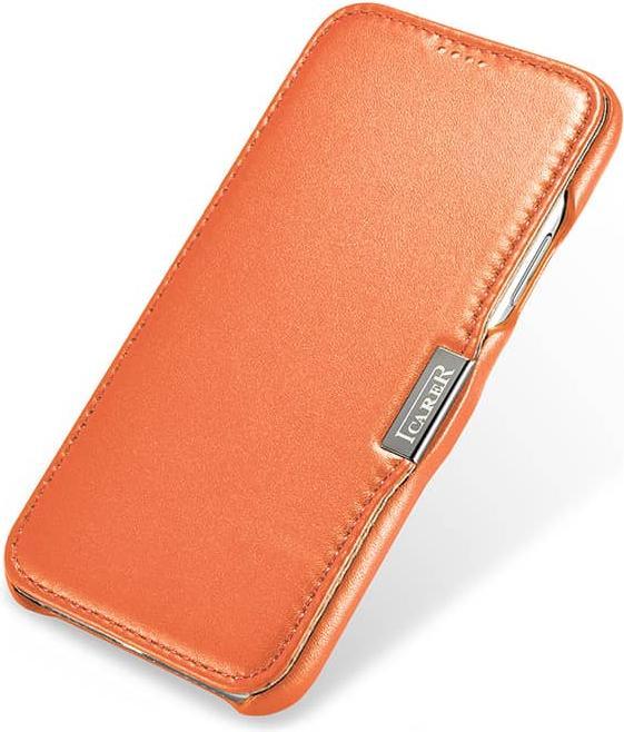 Image du produit iCarer iPhone X/XS - Luxury Series étui à rabat en cuir véritable RI802-IG, orange (Apple iPhone X, Apple iPhone XS)