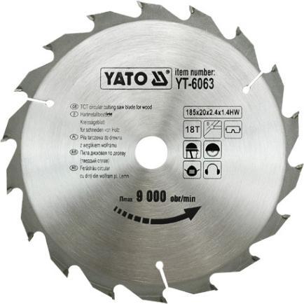 Produktbild Yato TCT BLADE FOR WOOD 185X18TX20MM