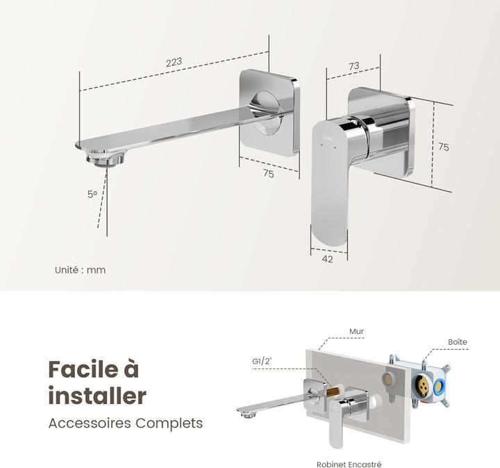 Produktbild Emke Modulare verchromte Waschbeckenarmatur mit Wasser sparendem Neoperl-Strahlregler