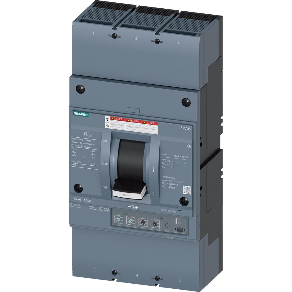 Siemens, Schutzschalter, Leistungsschalter 3VA6 UL Frame 800 Schaltvermögenklasse C 100kA @ 480 V 3-polig 3VA65807HN362A...