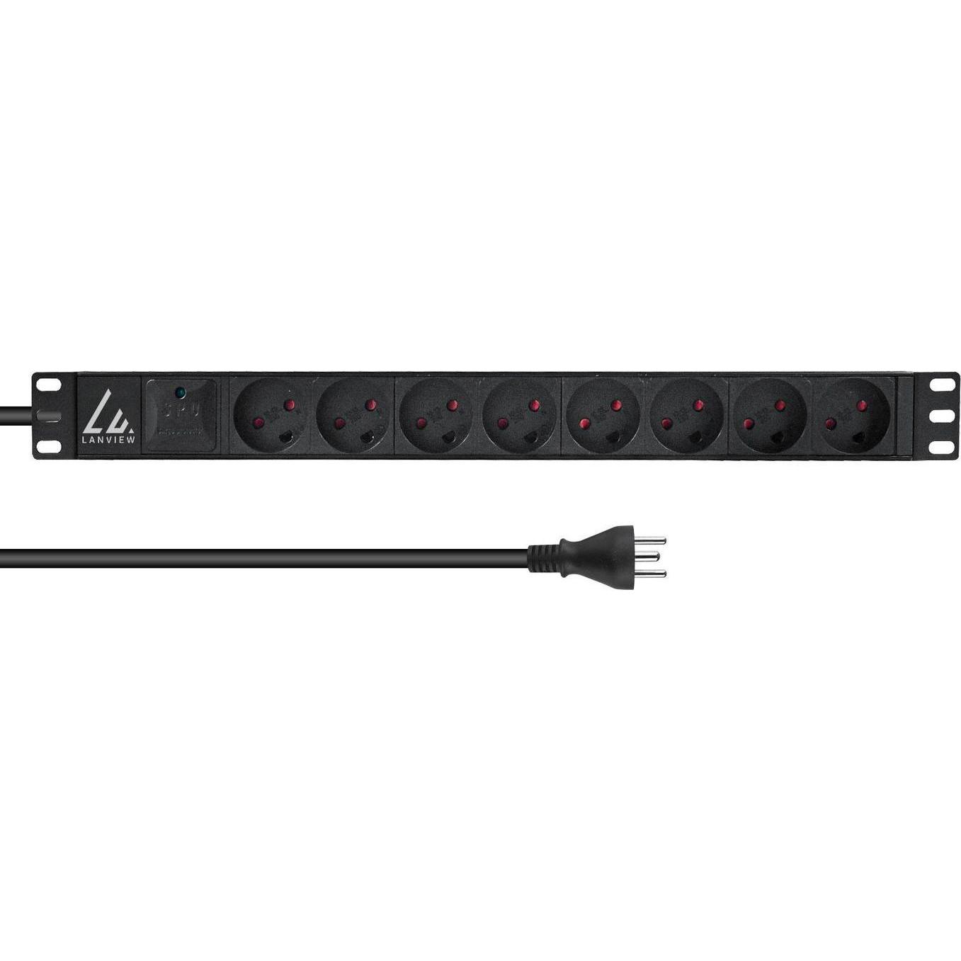Lanview, Steckdosenleiste, Steckdosenleiste (8 x, CEE 7/3, 2 m)