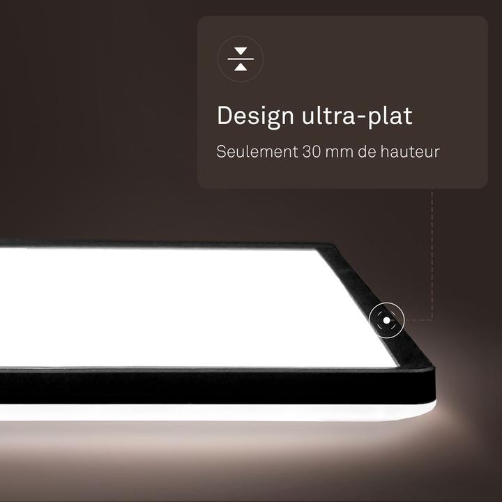 B.K.Licht SHALLOW ultraflaches LED Panel, 4000K, IP44, schwarz, 290x290 ...