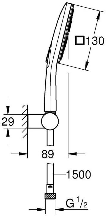 Produktbild Grohe Rainshower SmartActive 130 Cube Wandhalterset (3 Strahlarten, 9.50 l/min)