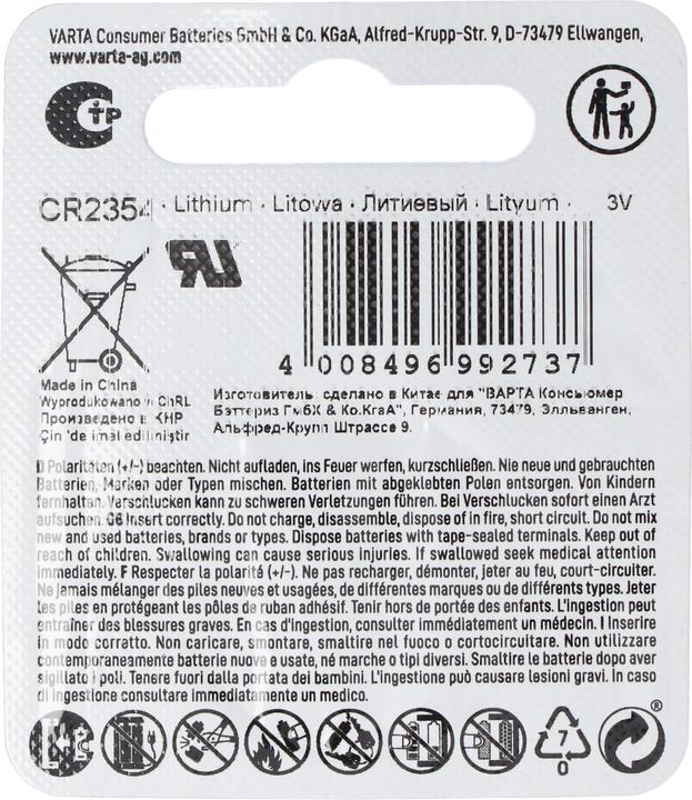 Image du produit Varta 1 électronique CR 2354 (1 pcs, CR2354, 530 mAh)