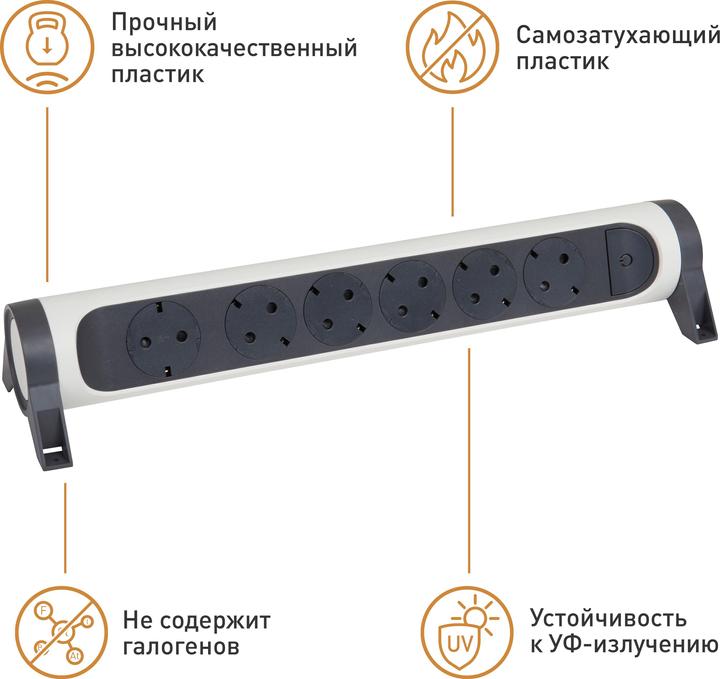 Actual product image Legrand Rotatable socket strip 6x socket, without cable white-black 694547 (6 x, CEE 32/5)