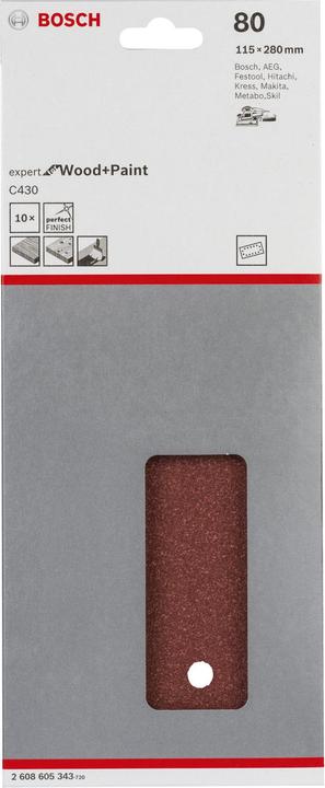 Produktbild Bosch Professional Zubehör Schleifblatt C430, 115 x 280 mm, 80, 14 Löcher, 10er-Pack (80)