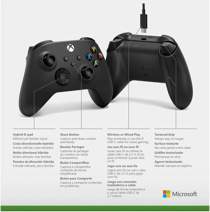 Actual product image Microsoft Xbox Wireless Controller + USB-C Kabel (PC, Xbox One X, Xbox Series X, Android, iOS, Xbox Series S, Xbox One S)