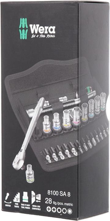 Produktbild Wera 8100 SA 8 Zyklop Metal-Knarrensatz (1/4")