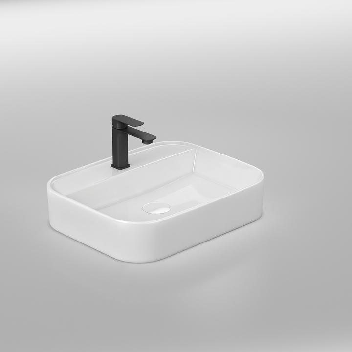 Produktbild Emke Aufsatzwaschbecken Rechteckiger Aufsatzwaschtisch Hänge Waschbecken Bad mit Hahnloch 500 x 400 (400 mm, 500 mm)