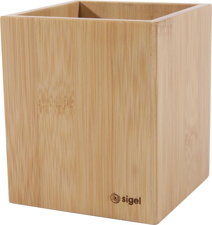 Actual product image Sigel Pencil Cup Eyestyle, bamboo nature, bamboo, 92x106x92 mm, 1 pc.