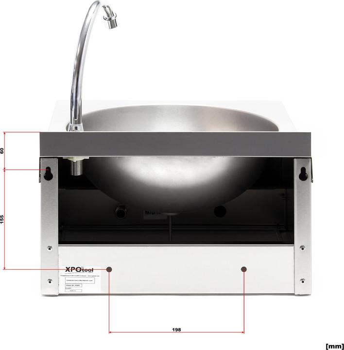 Actual product image XPOtool Knee Operated Hand Washbasin of Stainless Steel as Round Kitchen Sink for Catering Trade etc