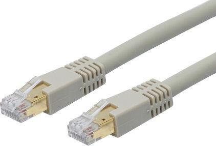 Actual product image Dexlan Patch cable Cat. 8.1, S/FTP (PiMF), halogen-free, with latching nose protection, grey, 5.0 m (S/FTP, CAT8.1, 5 m)