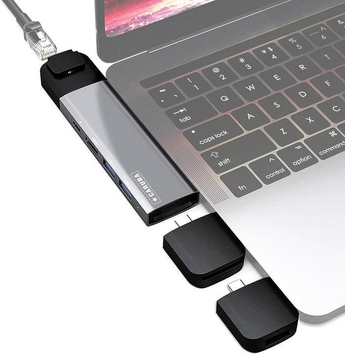 Actual product image Caruba multifunctional 9 in 1 USB C Hub Space Grey (USB-C, 9 ports)