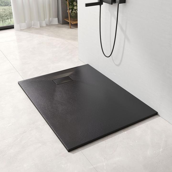 Actual product image Emke SMC Shower Tray, 90x120cm, Rectangular, Easy-Care and Slip-Resistant, Easy Installation, Black