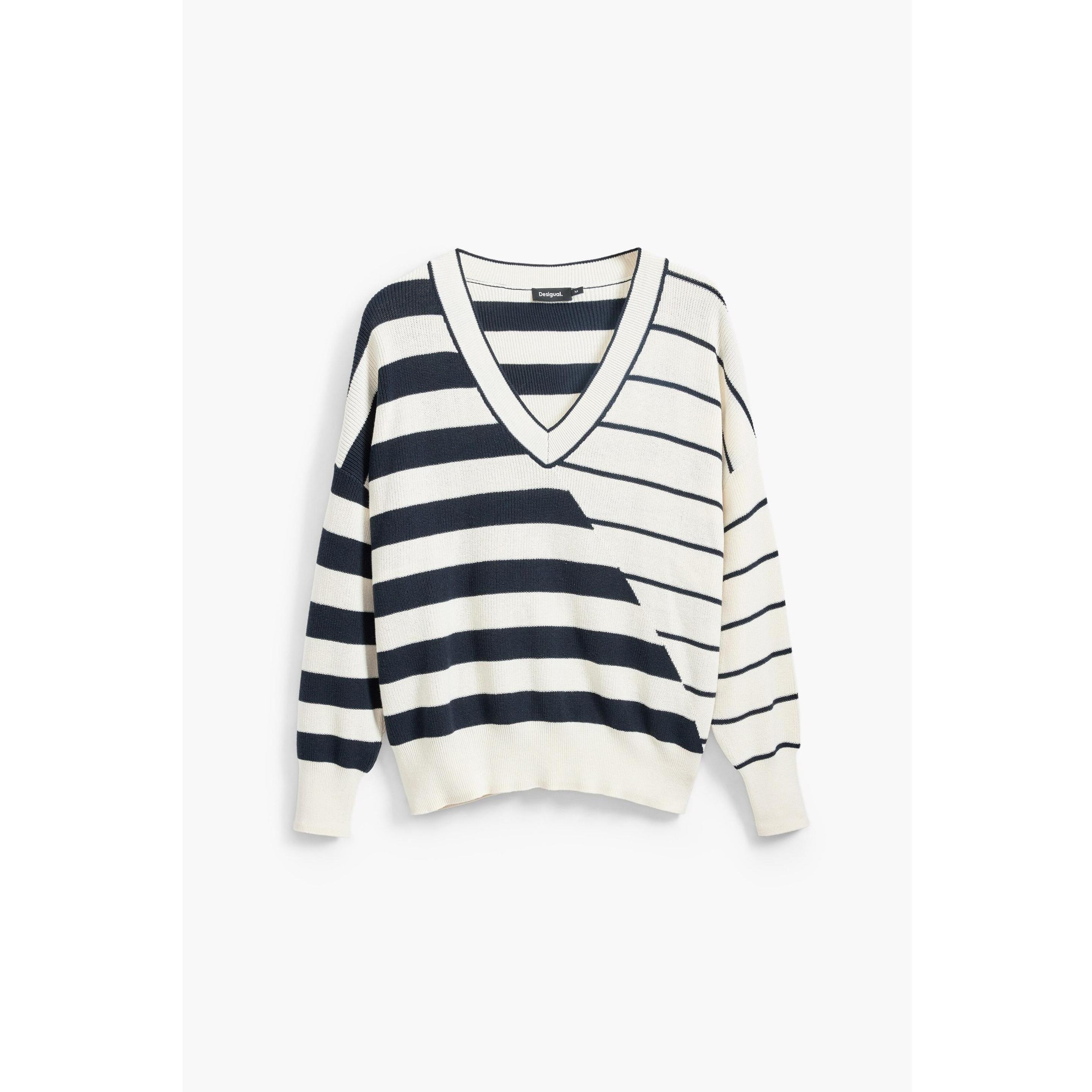 Desigual, Damen, Pullover, Estocolmo, Mehrfarbig, Weiss, Schwarz, (M)