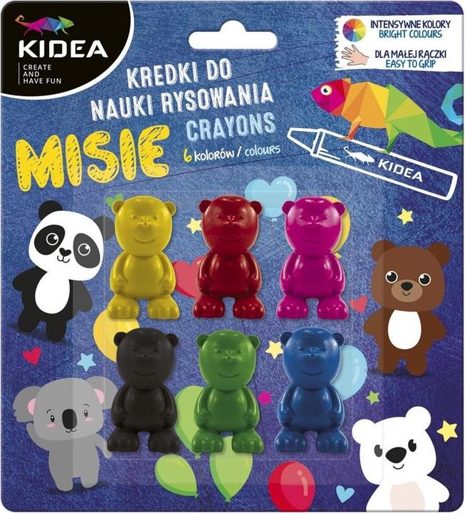 Produktbild Derform Teddybär-Buntstifte zum Zeichnenlernen, 6 Farben KIDEA (Gelb, Grün, Blau, Rosa, Grau, Braun)