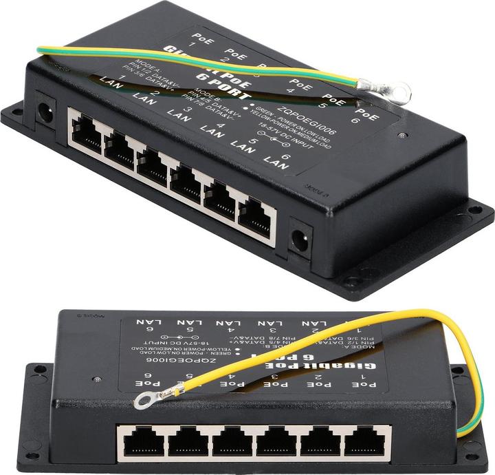 Produktbild Extralink POE INJECTOR 6 PORT GIGABIT - - 6-Port Gigabit Ethernet (802.3af (PoE))