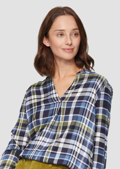 Produktbild S.Oliver Bluse Karierte Bluse aus Viskosemix und Krempel-Detail (42)