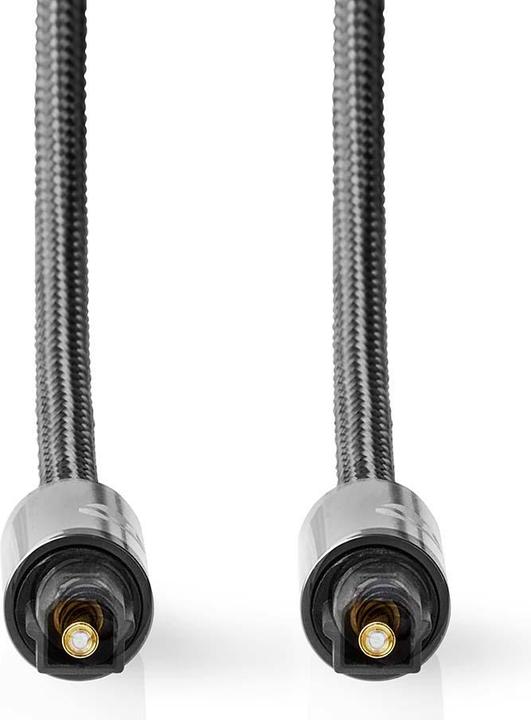 Produktbild Nedis Optical audio cable TosLink Male, 5m, round, braided - Gray With Metal (5 m, Toslink Kabel)