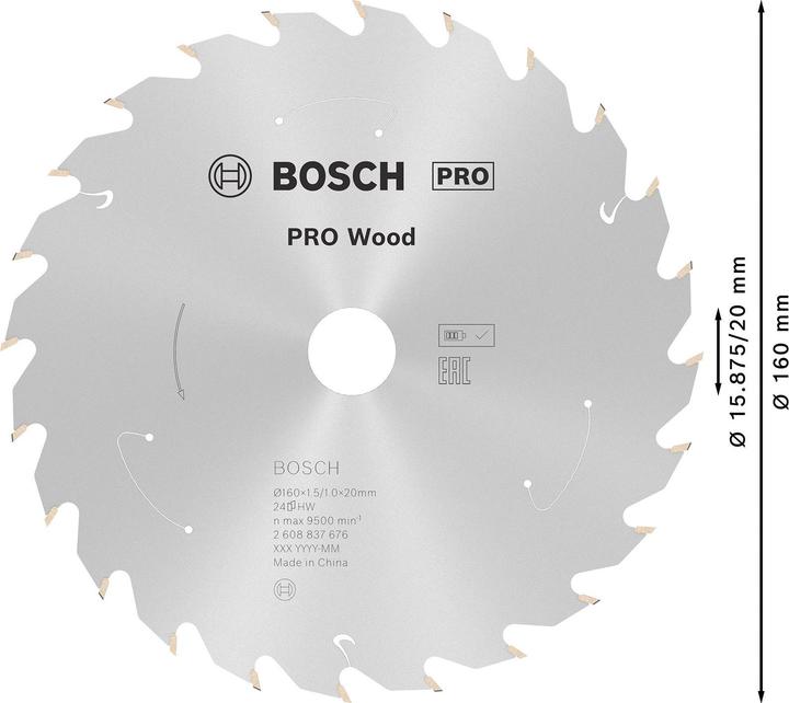 Produktbild Bosch Professional Zubehör PRO Wood cordless Kreissägeblatt, 160 x 1,5 x 20 mm