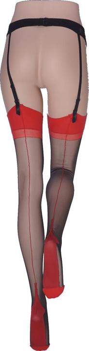 Image du produit Levee Back to the fifties Bas nylon, couleur 1601 rouge-noir, taille 180 - 188cm (15 DEN, L)