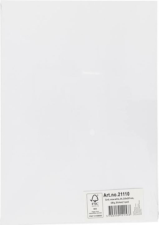 Produktbild Creativ Company Knutsel Karton, Sneeuwwit, A4, 20 vel (180 g/m², 20 x)