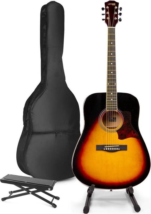 Max Acoustic guitar for beginners - Solojam Western guitar - incl.Guitar Standard, Footrest, Guitar (Acoustic guitar, Linden, Maple)