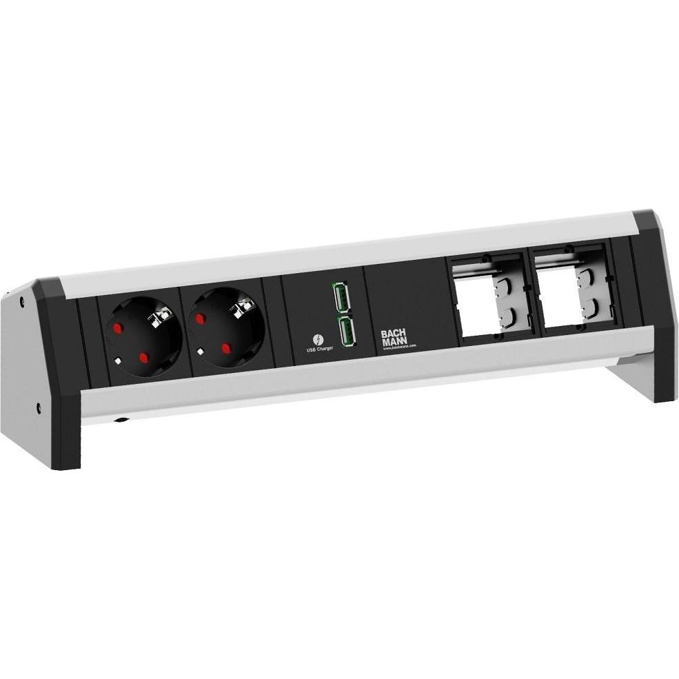 Bachmann, Steckdosenleiste, Desk 2xSchuko, 1xUSB Charger & (2 x, CEE 7/3, GST18)
