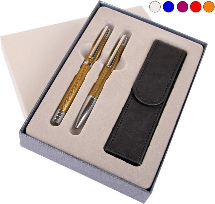 Cresco Elegant pen + biros in ES case (Multicoloured, 2 x)