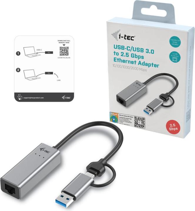 Produktbild i-tec USB-C Ethernet Adapter (USB-C 3.1 Gen 1, RJ45 2.5 Gigabit Ethernet (1x))