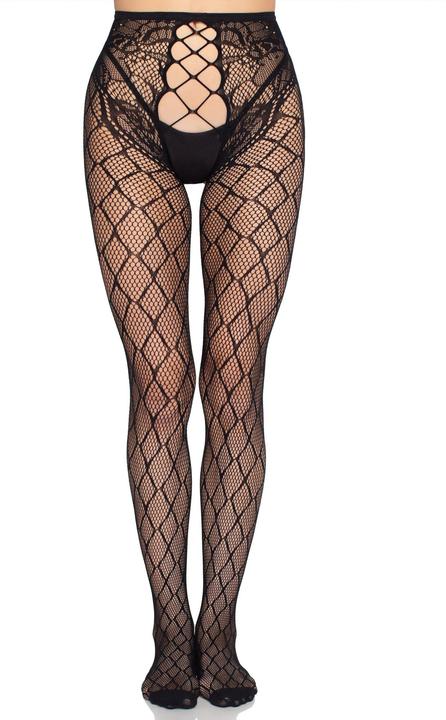Actual product image Leg Avenue Net Tights with Crotchless Panty (One size)