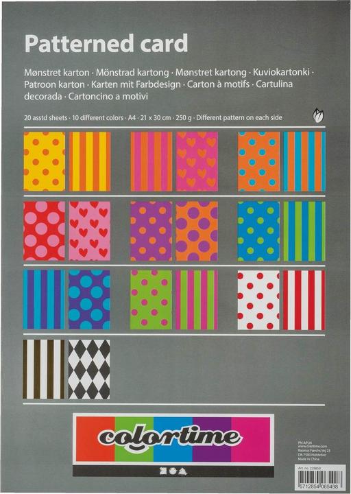 Image du produit Creativ Company Bedrukt Karton Kleur A4, 20 Vellen (250 g/m², 20 x)