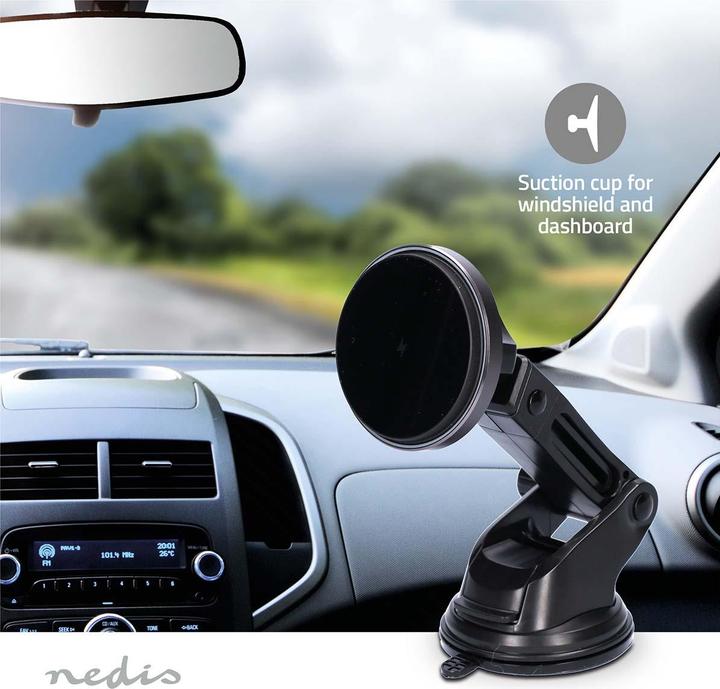 Actual product image Nedis Wireless car charger | Qi certified | 7.5 / 10 / 15 W | 1.5 / 1.67 / 2 A | 1.00 m | FOD / Übe