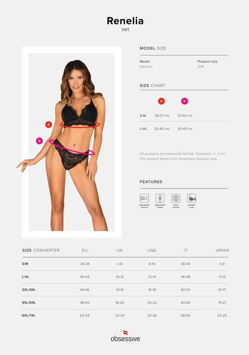 Actual product image Obsessive Renelia 2-piece Lace Bra Set - Black (S, M)