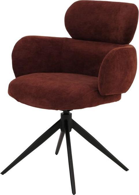 Immagine prodotto Mendler Esszimmerstuhl HWC-O77, drehbar Auto-Return, Stoff (310g/m²) Chenille Öko-Tex – rotbraun