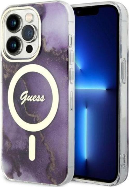 Actual product image Guess GUHMP14XHTMRSU iPhone 14 Pro Max 6.7" purpurowy/purple hardcase Golden Marble MagSafe (Apple iPhone 14 Pro Max)