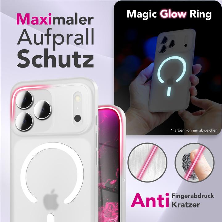 Image du produit Nalia MagSafe Cover "Thinix Glow" - 0,3mm Extrem Dünn, Leuchtender Magnet Ring - Ultra-Slim Hard Case (Apple iPhone 17 Pro Max)