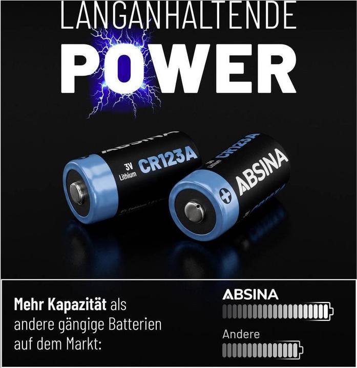 Productafbeelding Absina CR123A 4 stuks (4 Pcs., RCR123A, 1300 mAh)