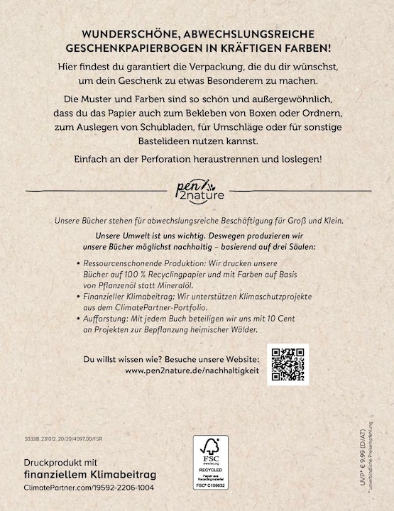Immagine prodotto Libro di carta da regalo Colour Power | 100% carta riciclata (Carta da regalo, 10 x)
