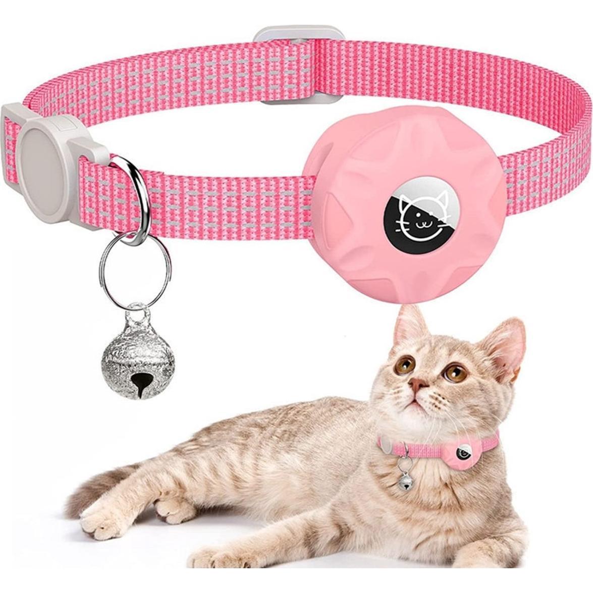König Design Katzenhalsband für Apple Airtag Hunde Reflektierend Hundehalsband Hülle Silikon, Tracker Zubehör, Rosa