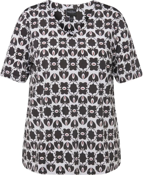 Immagine prodotto Ulla Popken Maglia classica di tessuto fluente con decorazioni, scollo a V e mezze maniche (46, 48)