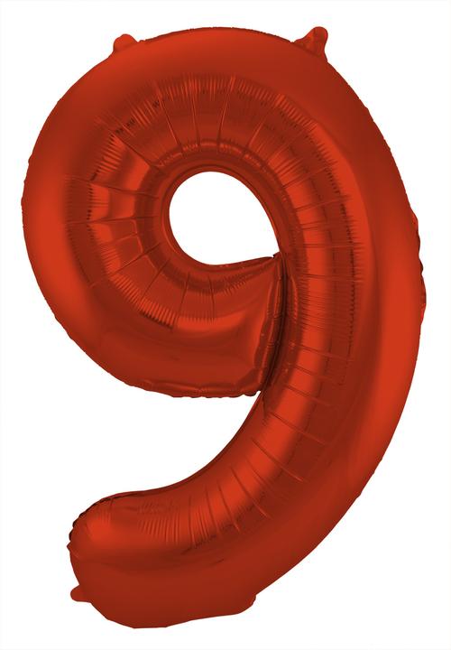 Produktbild Folat Folienballon Zahl 9 Rot Metallic Matt - 86 cm (1 x)