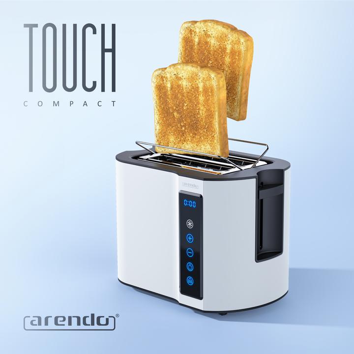 Produktbild Arendo Toaster Edelstahl 2 Scheiben Kurzschlitz, Touchpanel, Brötchenaufsatz, Display mit Restzeitanzeige