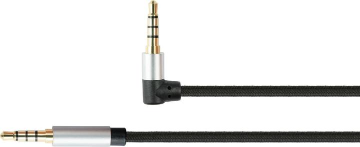 Actual product image Python Audio connection cable High-Quality, 4-pin 3.5mm jack plug to jack plug angled, Texti (3 m, 3.5mm jack (AUX))