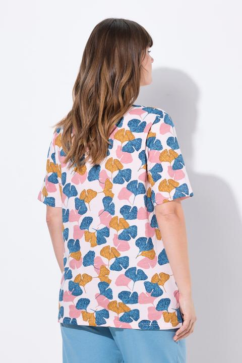 Immagine prodotto Ulla Popken maglietta da pigiama, gingko, collo rotondo, manica corta, cotone biologico (46, 48)