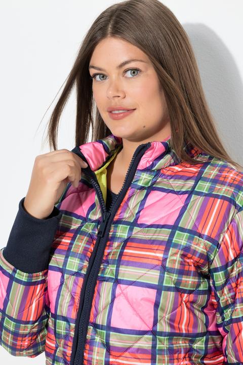 Immagine prodotto Laurasøn Giacca a quadri con trapuntatura doppia, collo alto e zip a cursore doppio (48)