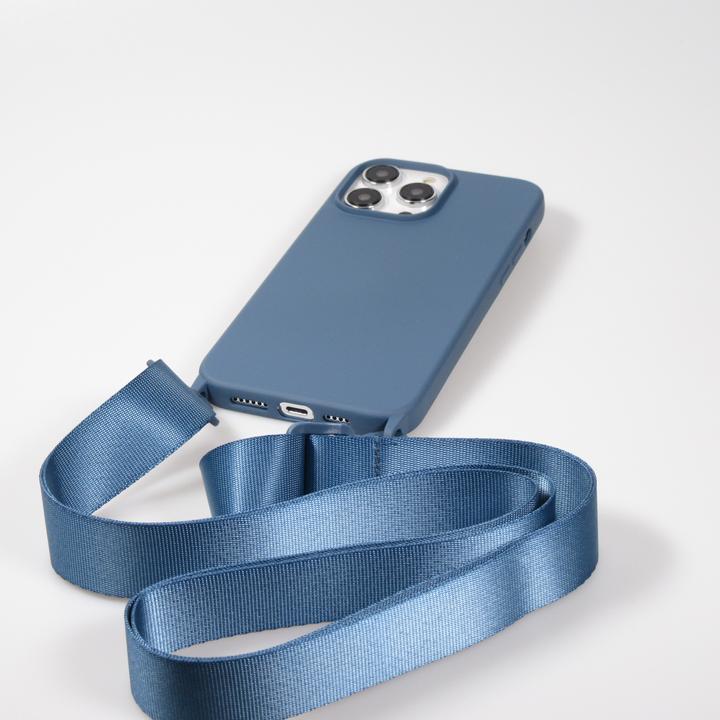 Image du produit PhoneLook Coque Silicone mat avec lanière et mousqueton en fer Deep Sea Blue (Apple iPhone 14 Pro)