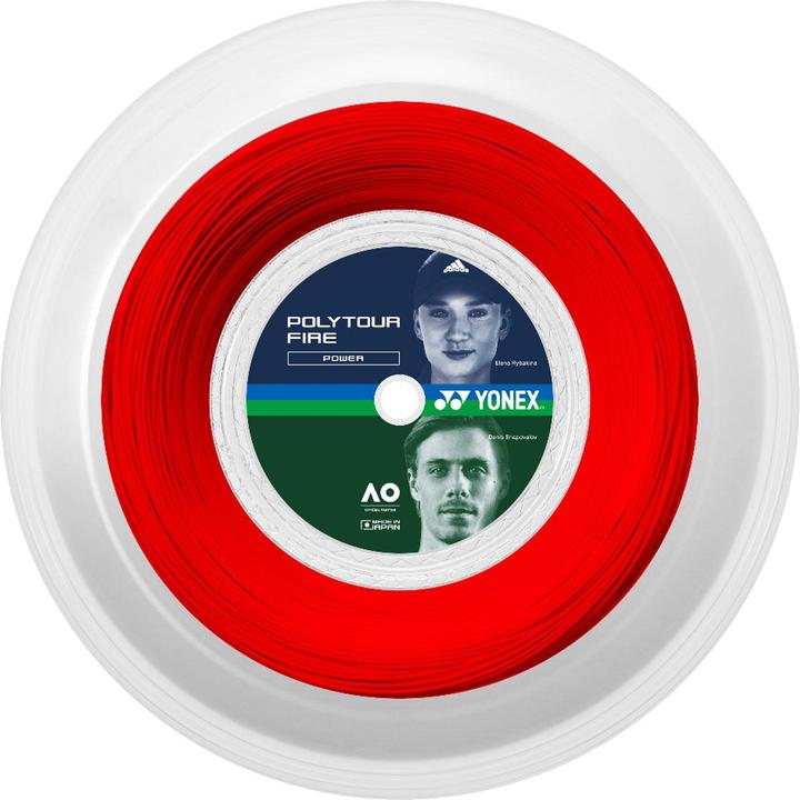 Actual product image Yonex TPTFIRE125-2 Poly Tour Fire 125 roll 200m red, 1.25mm