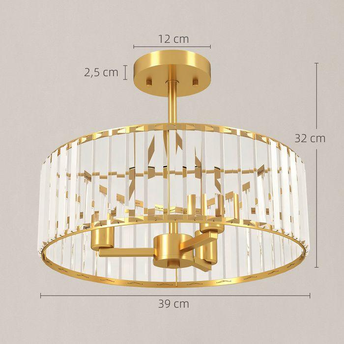 Actual product image Swisshandel24 Deckenlampe, Kristallschirm, 3 Glühbirnen, Metall, Goldfarben (E14)